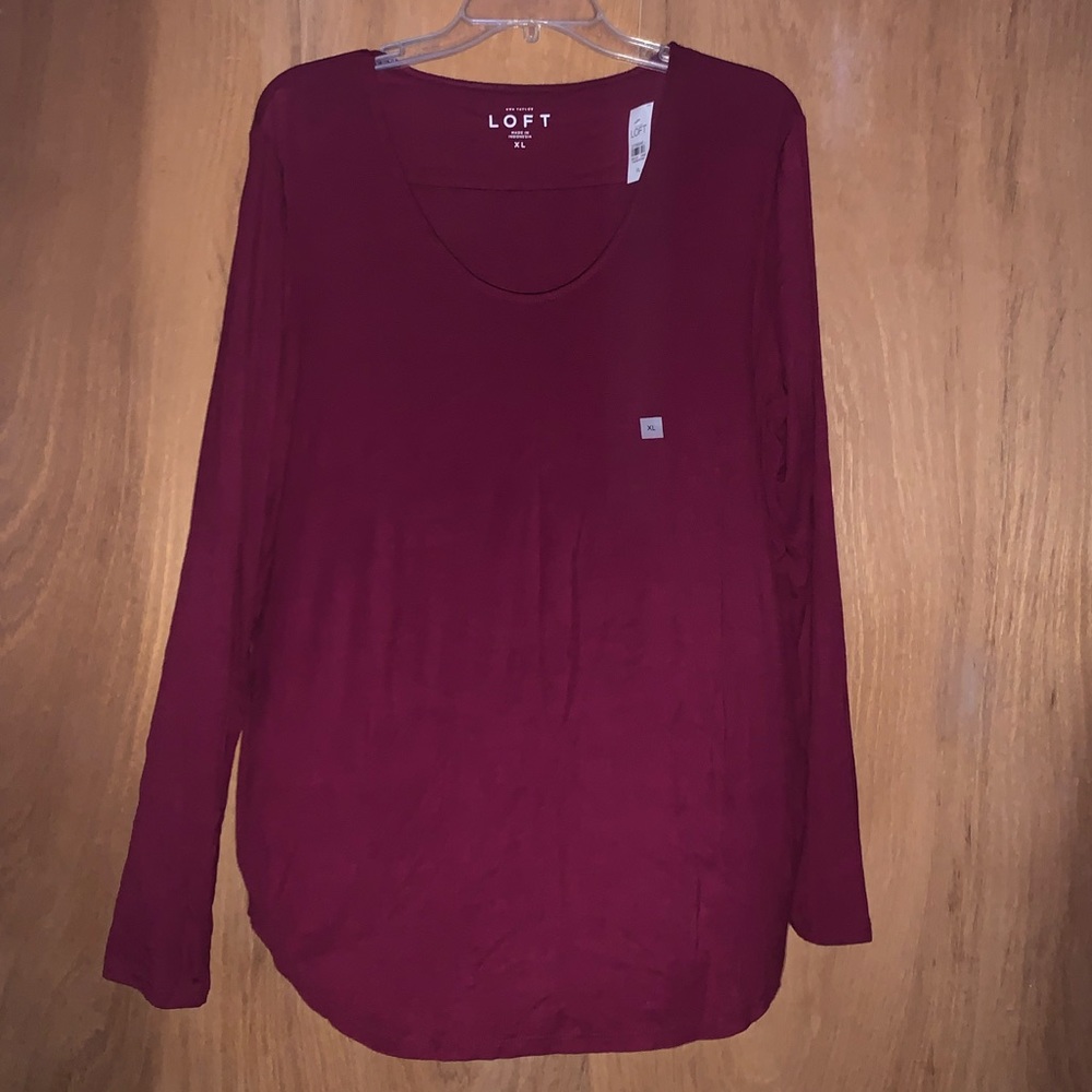 Brand New Ann Taylor Loft Burgundy Tunic Tee